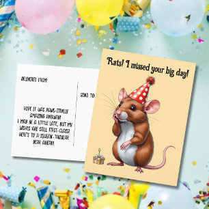 Belated Birthday Wünsche mit Niedlicher Ratte Postkarte