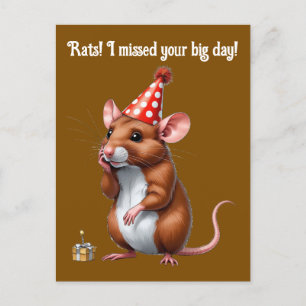 Belated Birthday Wünsche mit Niedlicher Ratte Postkarte