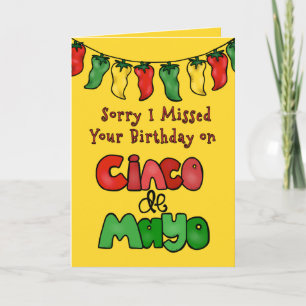 Belated Cinco de Mayo Birthday, Colorful Jalapenos Karte