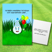 Belated Happy Birthday Funny Golf Ball in Rough Karte
