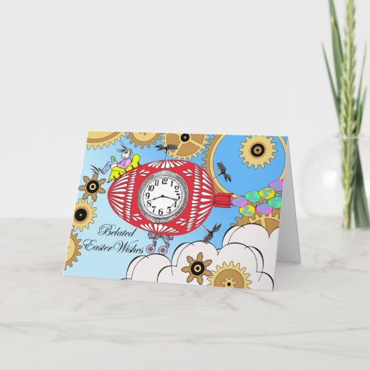 Belated Oaster Wunsche, Steampunk Illustration Feiertagskarte (Vorderseite)