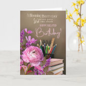 Belated Tutor Birthday – Pink Roses & Study Theme Karte (Gelbe Blume)