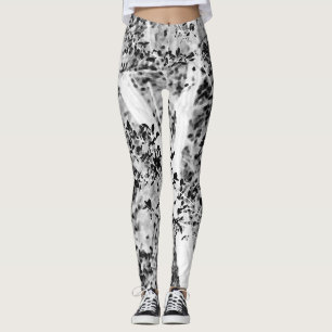 Belaubter Yoga-Übungs-Schwarzweiss-Betrieb Leggings