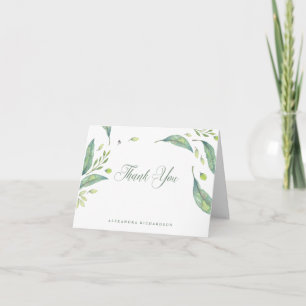 Belaubtes Aquarell des Grün- danken Ihnen Dankeskarte