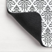 Belaubtes Damast-Wiederholungs-Muster - Schwarzes Mousepad (Ecke)