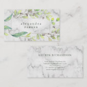 Belaubtes modisches Aquarell des Grün-| auf Marmor Visitenkarte (Vorne/Hinten)