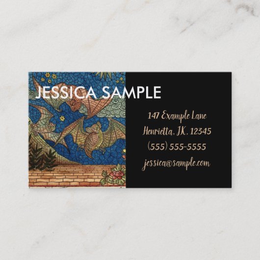 Belcher Mosaikglas Bats~ Visitenkarte (Vorderseite)