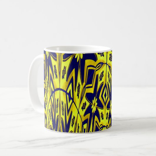 Belebte abstrakte Blumenkunst Kaffeetasse (Vorderseite Links)