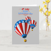 Belebte amerikanische Flagge 4. Juli Hot Air Ballo Karte (Gelbe Blume)