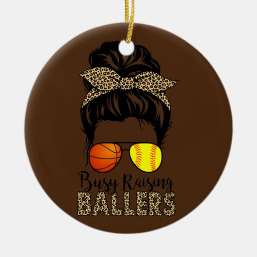 Belebte Anhebung Baller Softball und Basketball Ma Keramik Ornament (Vorne)