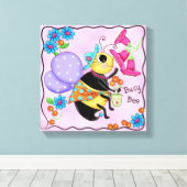 Belebte Bee Dressed Whimsy Honey Bee Pink Art Leinwanddruck (Insitu (Holzboden))