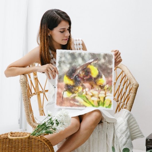 Belebte, belebte Honey Bee Watercolor Malerei Leinwanddruck