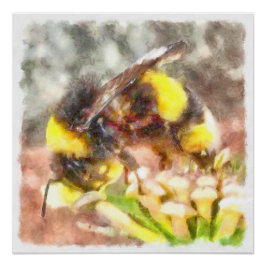 Belebte, belebte Honey Bee Watercolor Malerei Poster
