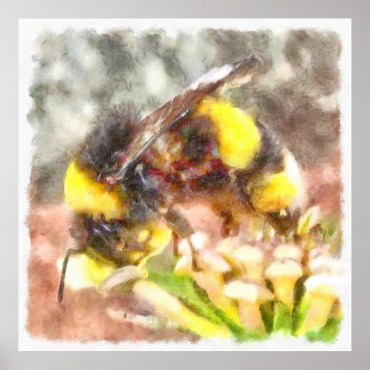 Belebte, belebte Honey Bee Watercolor Malerei Poster (Vorne)