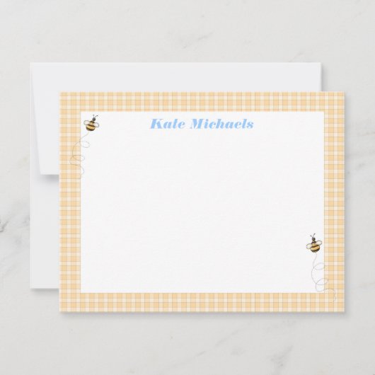 Belebte Bienen Personalisiert Stationery Mitteilungskarte (Vorderseite)