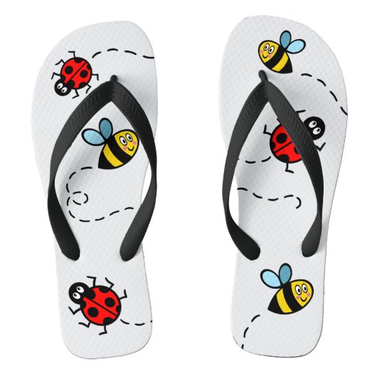Belebte Bumblebee & Ladybird-Muster Flip Flops Badesandalen (Fußbett)