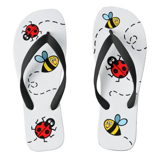 Belebte Bumblebee & Ladybird-Muster Flip Flops Badesandalen (Fußbett)