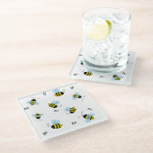 Belebte Buzzing Bienen Niedlich Honigbiene Glasuntersetzer (Schrägansicht)