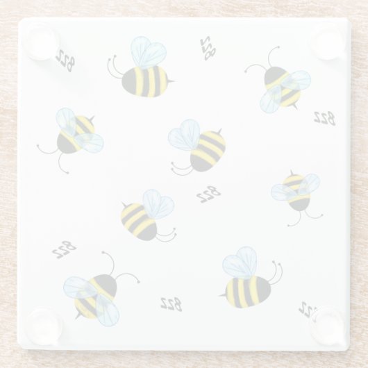 Belebte Buzzing Bienen Niedlich Honigbiene Glasuntersetzer (Rückseite)