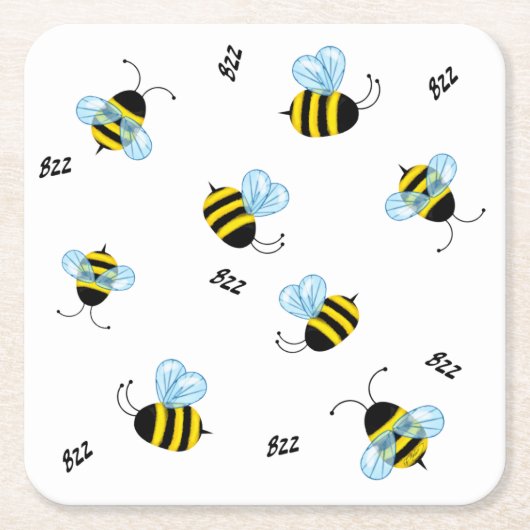 Belebte Buzzing Bienen Niedlich Honigbiene Rechteckiger Pappuntersetzer (Vorderseite)