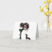 Belebte Dackel-Karte Karte (Gelbe Blume)