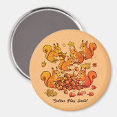 "Belebte Eichhörnchen im Herbst" Magnet (Vorderseite/Rückseite)