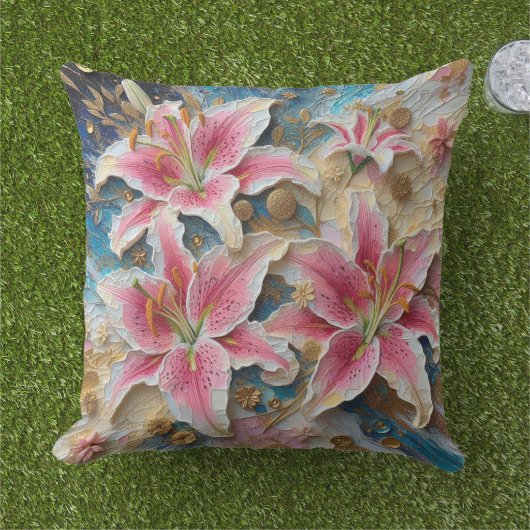 Belebte Erfrischung Lilies Kissen (Gras)