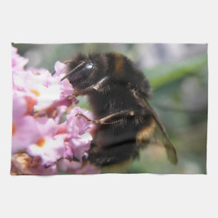 Belebte Hummel und rosa Blume Küchentücher