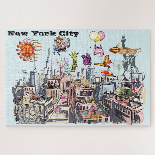 Belebte New York City Surreal Pop Art Puzzle (Horizontal)