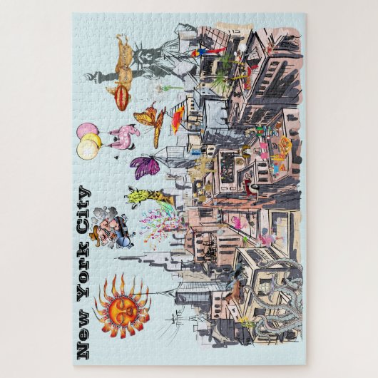 Belebte New York City Surreal Pop Art Puzzle (Vertikal)