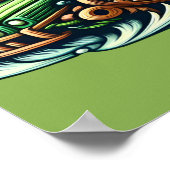 Belebte Reiten eines grünen Autos in einer Vibra 1 Poster (Ecke)