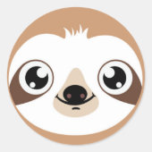 Belebte Sloth Face Runder Aufkleber (Vorderseite)