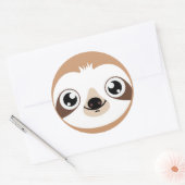 Belebte Sloth Face Runder Aufkleber (Umschlag)