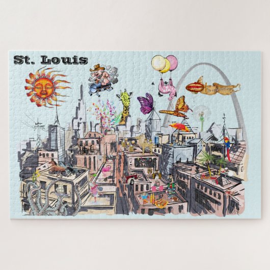 Belebte Stadt St. Louis Surreal Pop Art Puzzle (Horizontal)