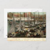 Belebte Szene entlang der Wharves, Baltimore, MD 1 Postkarte (Vorne/Hinten)