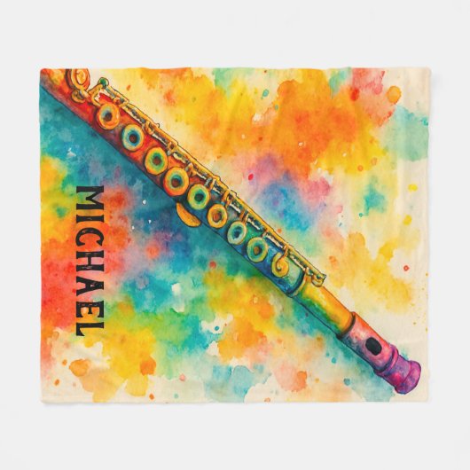 Belebte Wasserfarbenflute nach Maß Fleecedecke (Vorderseite (Horizontal))