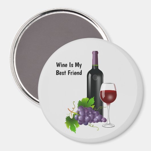 Belebte Weinflasche mit Glasmagnet Magnet (Vorderseite/Rückseite)