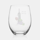 Belebte Weinflasche mit Glasmagnet Weinglas Ohne Stiel (Vorderseite)