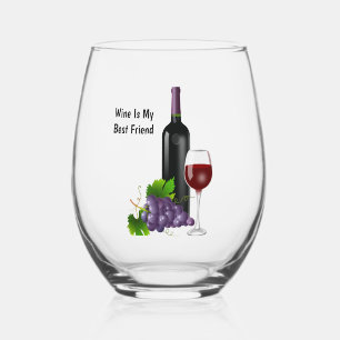 Belebte Weinflasche mit Glasmagnet Weinglas Ohne Stiel