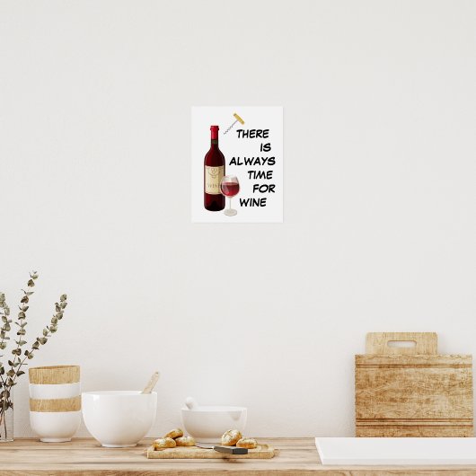 Belebte Weinflasche und Glas Poster (Küche)