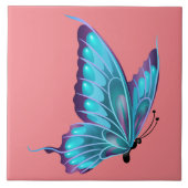 Belebter Blauschmetterling Fliese (Vorderseite)