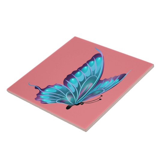 Belebter Blauschmetterling Fliese (Seite)