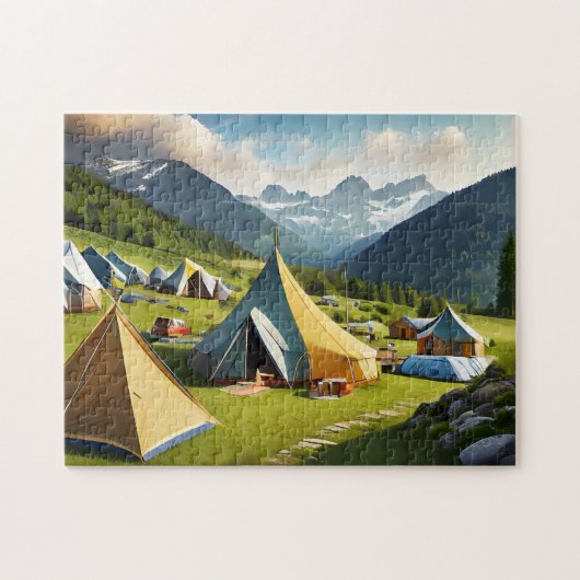 Belebter Campingplatz Leichte Hirnkunst Puzzle Fot (Horizontal)