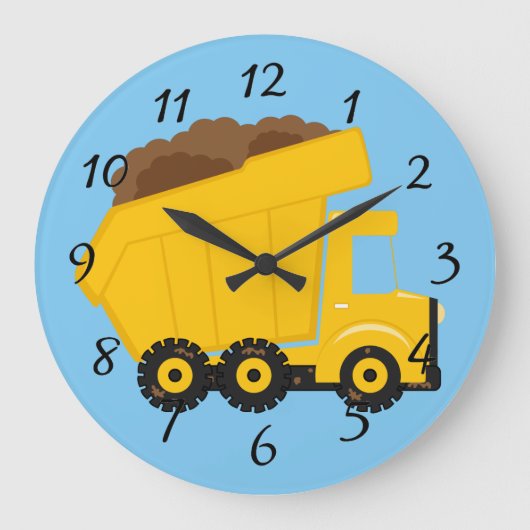 Belebter Dump Truck Große Wanduhr (Vorderseite)
