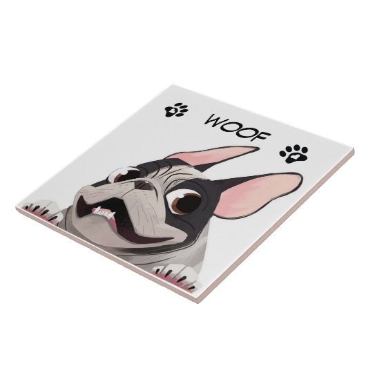 Belebter französischer Bulldog Fliese (Seite)