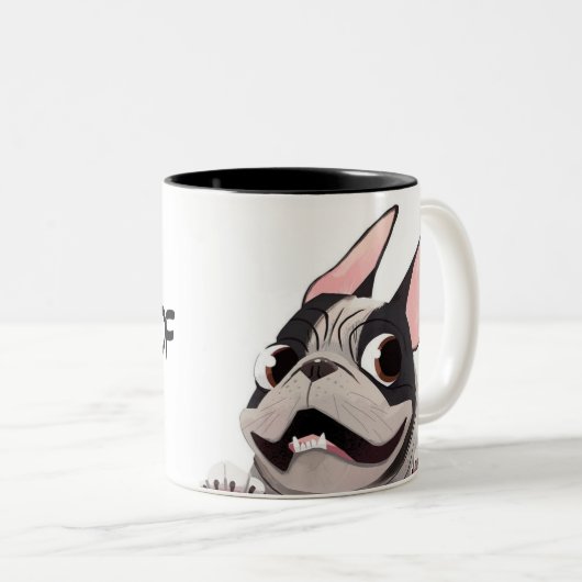 Belebter französischer Bulldog Zweifarbige Tasse (VorderseiteRechts)