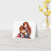 Belebter roter Kopf mit jeder Dackel Karte (Gelbe Blume)