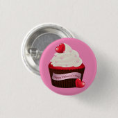 Belebter Valentinstag Cupcake Button (Vorne & Hinten)