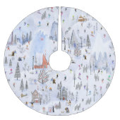 Belebtes Alpendorf Polyester Weihnachtsbaumdecke (Vorderseite)