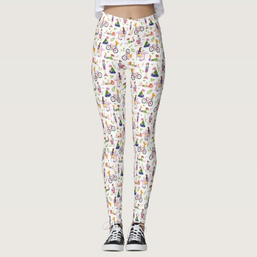 Belebtes Girls-Wasserfarbenmuster Leggings (Vorderseite)